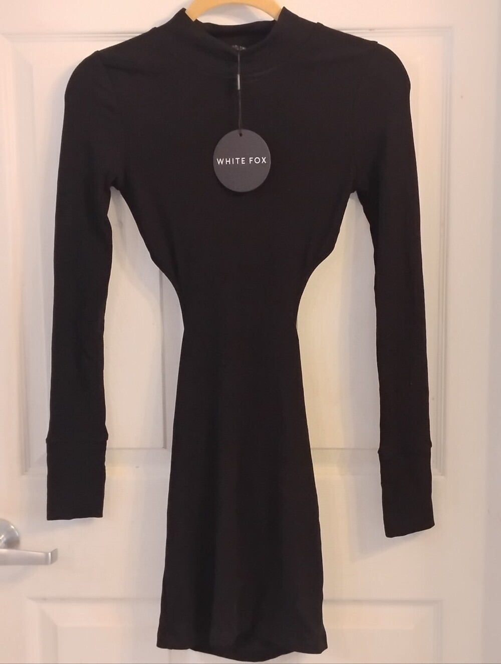 White Fox Women's Black "Break The Rule" Hugging Fit High Neckline, NWT Size S